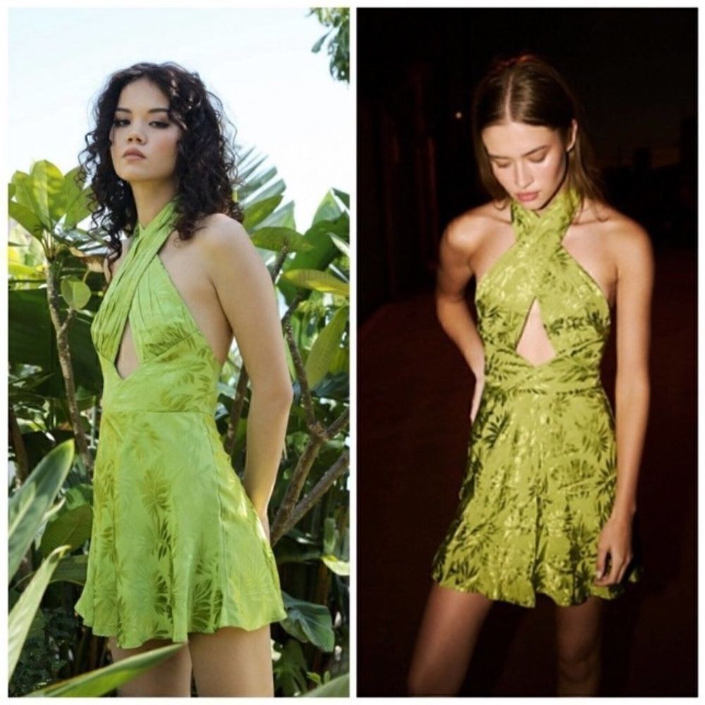 Free People X Sau Lee Livi Satin Jacquard Mini Dress Size 0